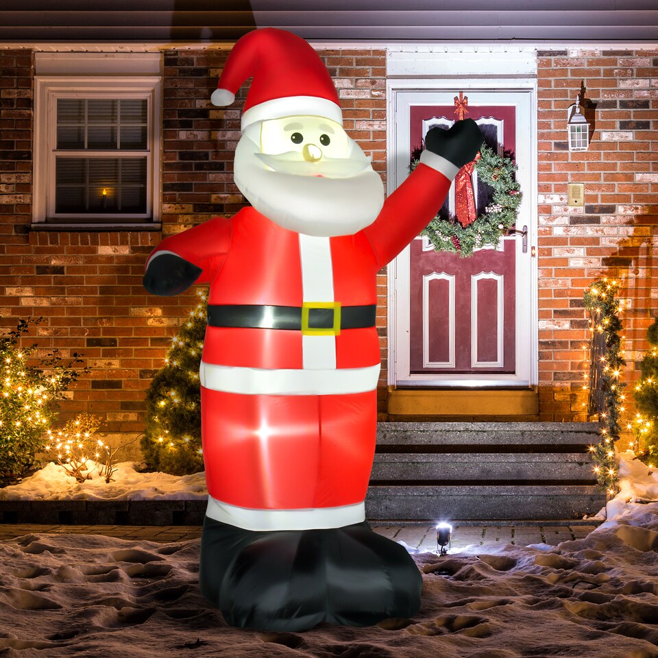 image 1 of HOMCOM 8ft Inflatable Christmas Santa Claus Xmas Decoration with LED Holiday Air Blown Yard Outdoor Decor