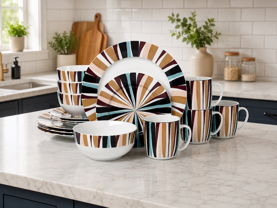 image 1 of Savannah Noir — 16 Piece Contemporary Porcelain Dinner Set