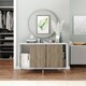 image 4 of URBNLIVING White Carcass 3 Door Sliding Storage Cabinet | Multi | Oak Doors & Pine Legs | 1