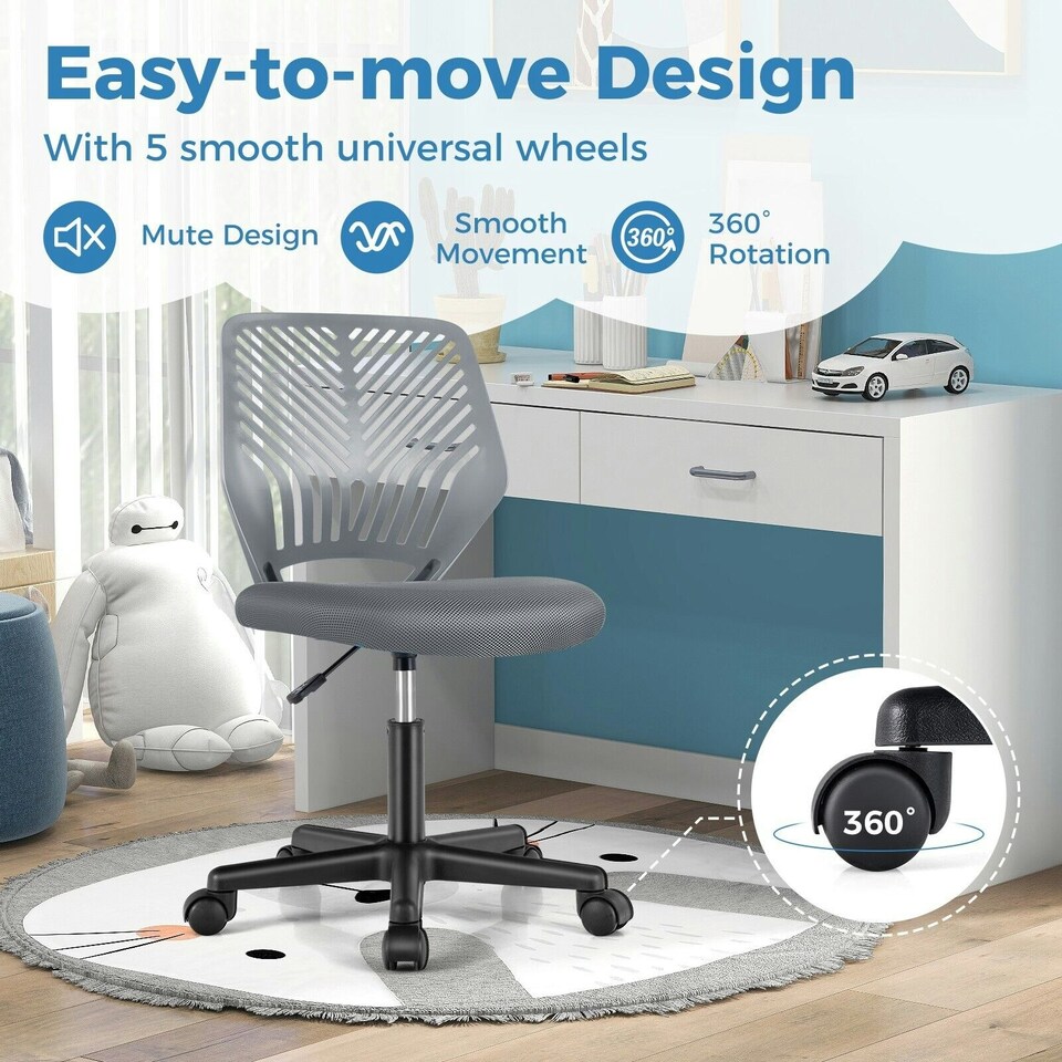 image 1 of COSTWAY Ergonomic Kids Desk Chair Mesh Computer Study Chair Grey Grey