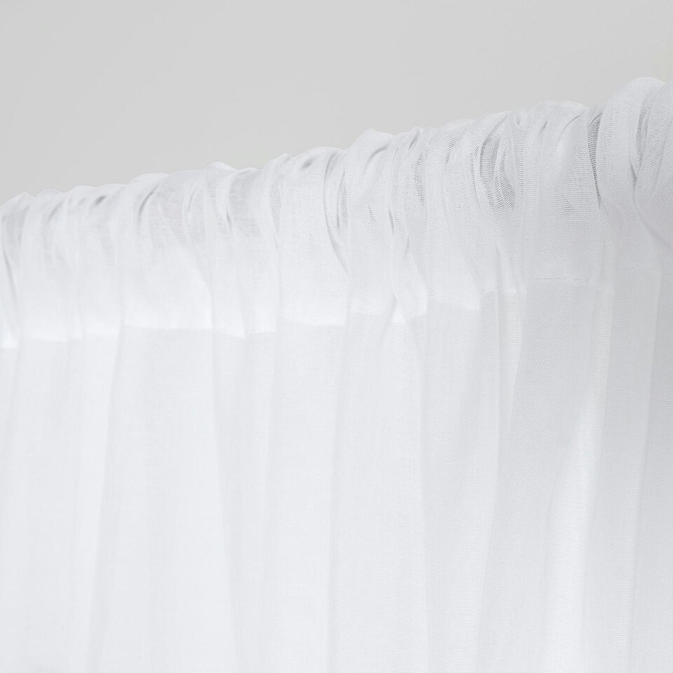 image 1 of OHS Linen Look Slot Top Sheer Net 2 Panel Voile Curtains, 55x87" - White