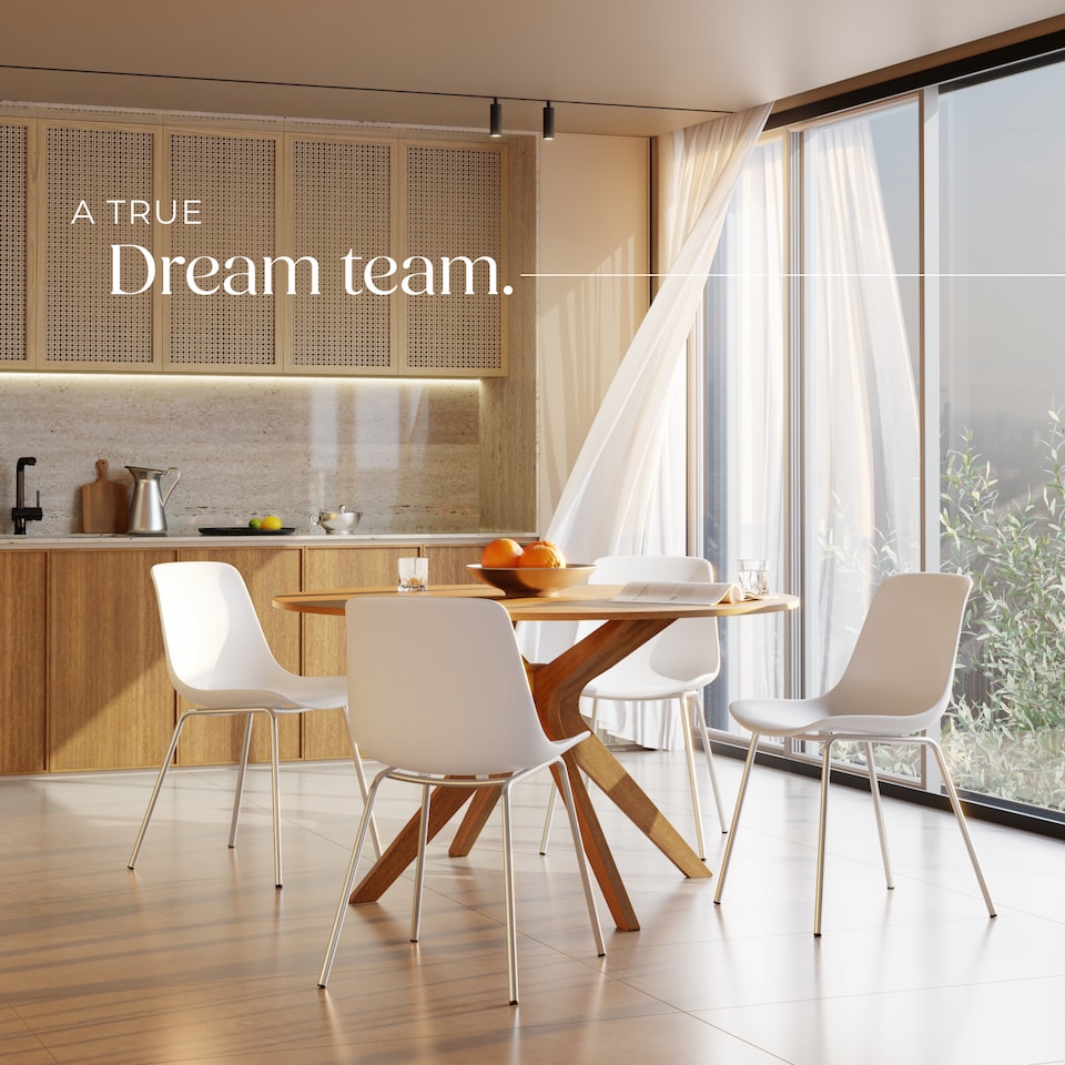 image 1 of Dining Chair Mave - large plastic seat, ergonomic, high backrest, 120 kg load capacity | White | white/chrome | 4