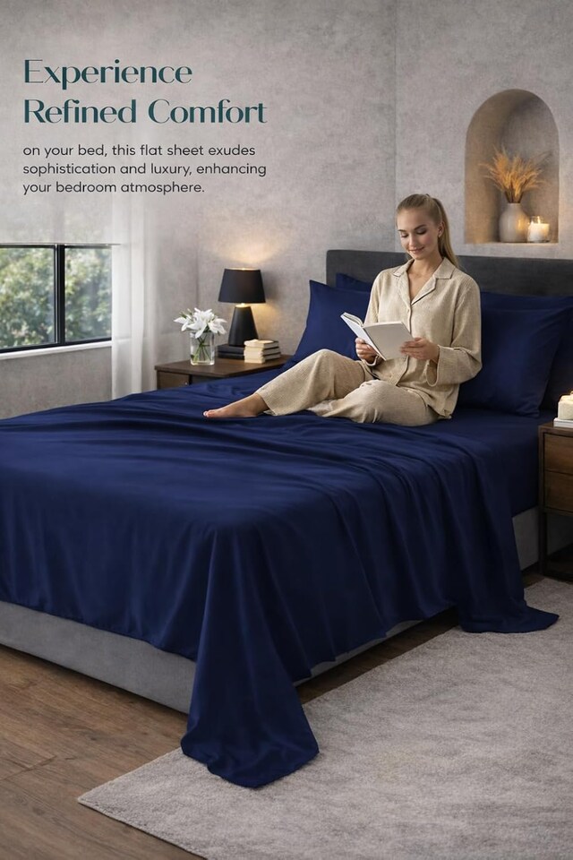 image 1 of HOMES-LINEN Microfibre Flat Sheet Easy Care Bed Sheet