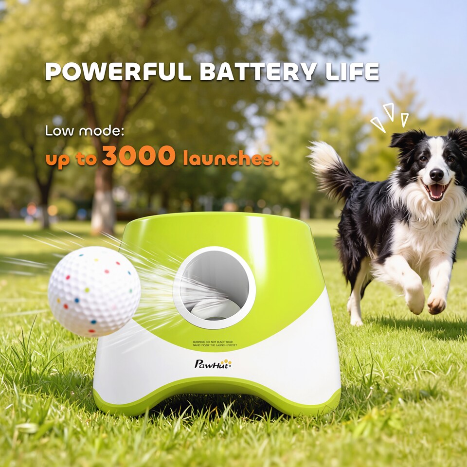 image 1 of PawHut Automatic Dog Ball Launcher with 5 ETPU Balls, Green