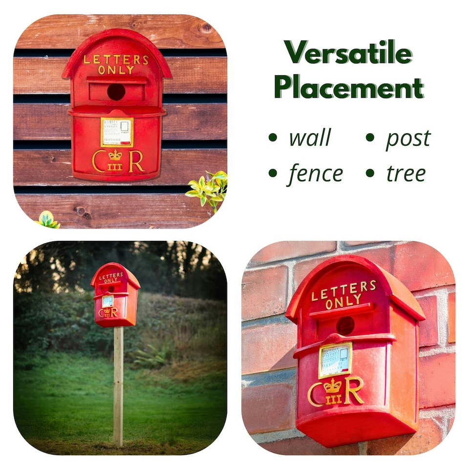 image 1 of Marco Paul Red Post Box Bird House Weatherproof Nesting Boxes Red