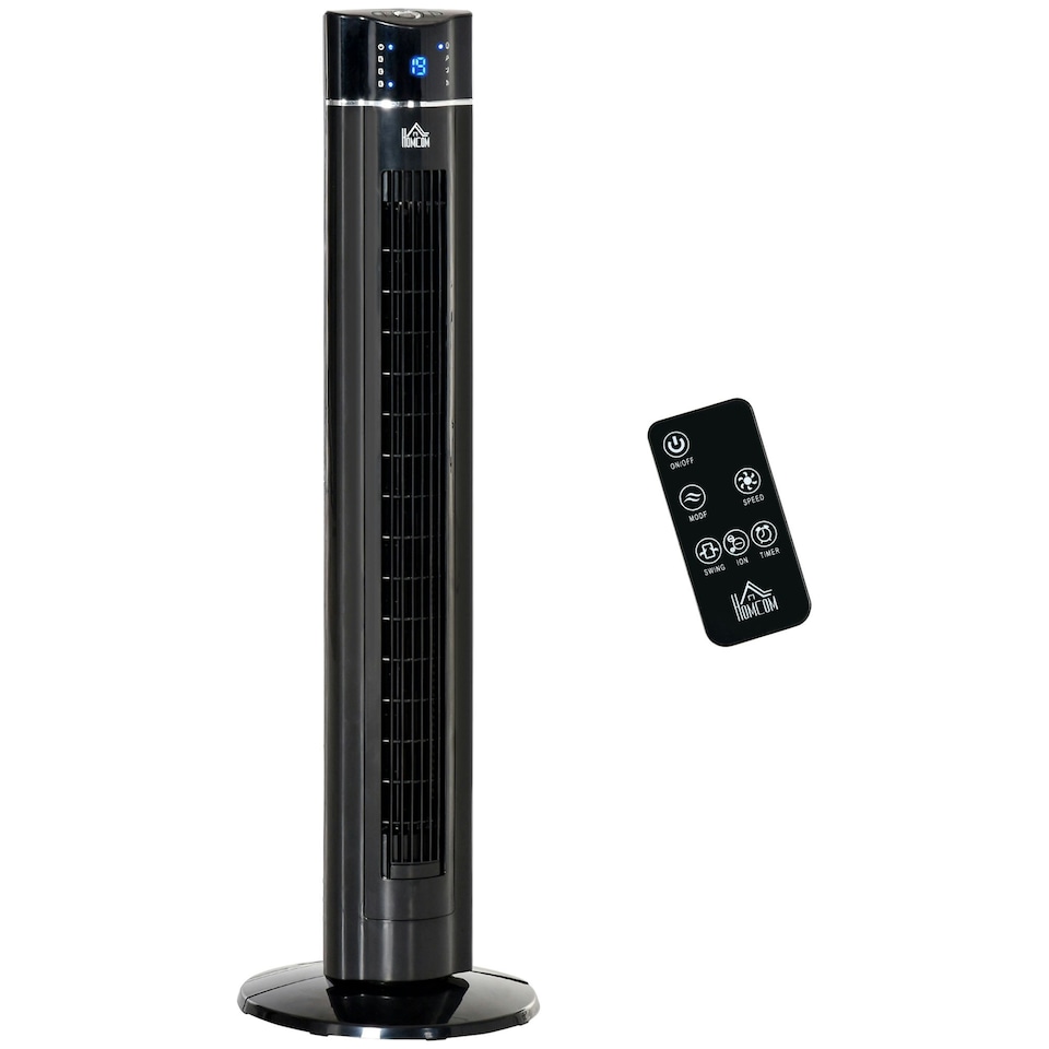 image 1 of HOMCOM Tower Fan Anion Cooling Bedroom with Oscillating, Remote, Black