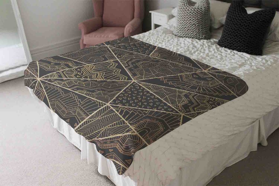 image 1 of Geometric Triangles With Patterns Blanket | Multi