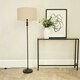 image 3 of ValueLights Maggie Black Metal Candlestick Floor Lamp with Natural Fabric Lamp Shade