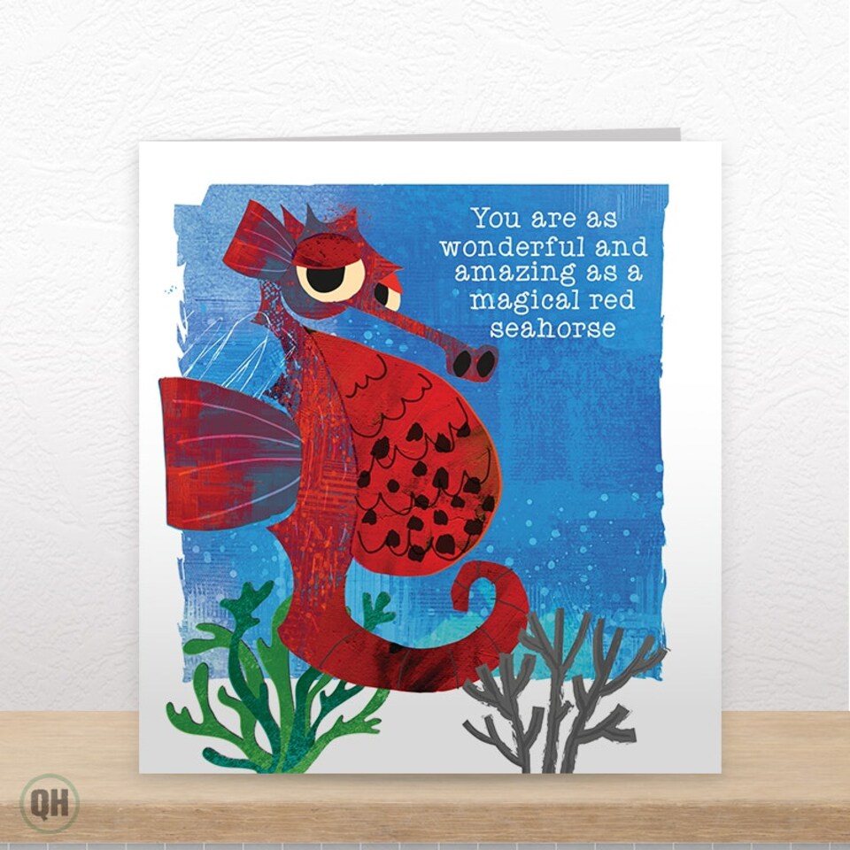 image 1 of As Amazing As A Magical Red Seahorse - Card By Paul Delaney