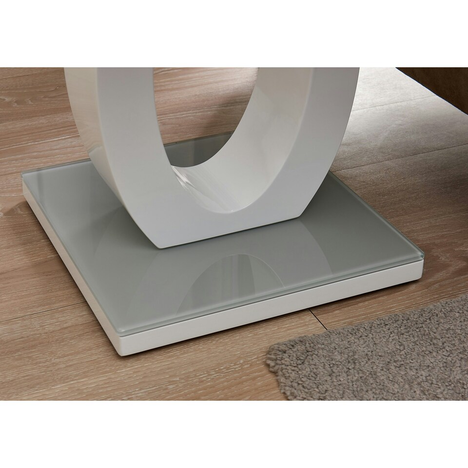 image 1 of Furniturebox Giovani Modern Grey White Halo High Gloss Glass Side End Table