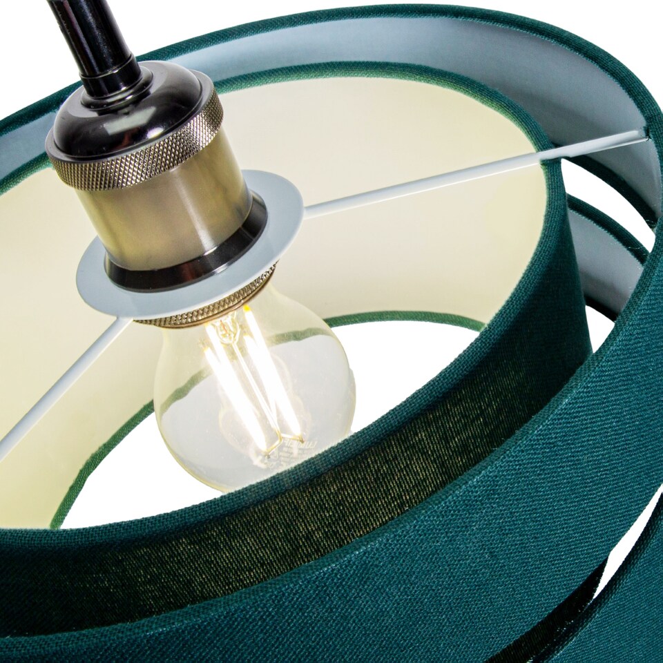 image 1 of Contemporary Quality Green Linen Fabric Triple Tier Ceiling Pendant Light Shade | Green