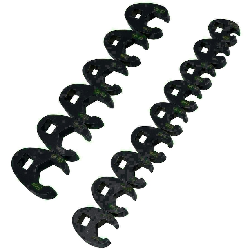 image 1 of Metric Impact Impacted Crowfeet Crowfoot Spanner Wrench Set 8 - 24mm 15pc