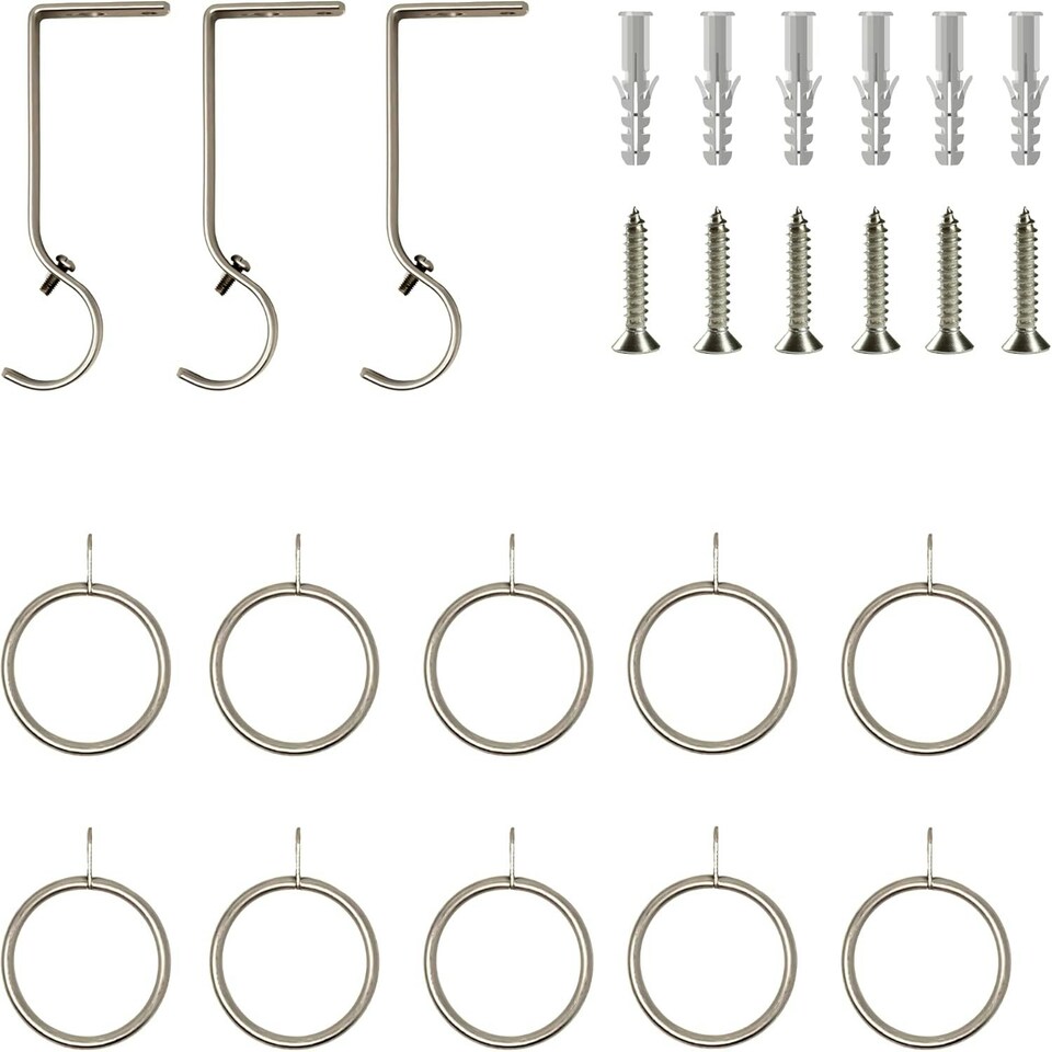 image 1 of Extendable Curtain Pole Crystal Metal Curtain Pole Set - Satin Nickel - 40cm to 144cm (15” to 57”)