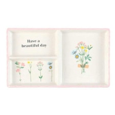 Something Different Have a Beautiful Day Floral Trinket Tray - White - One Size
