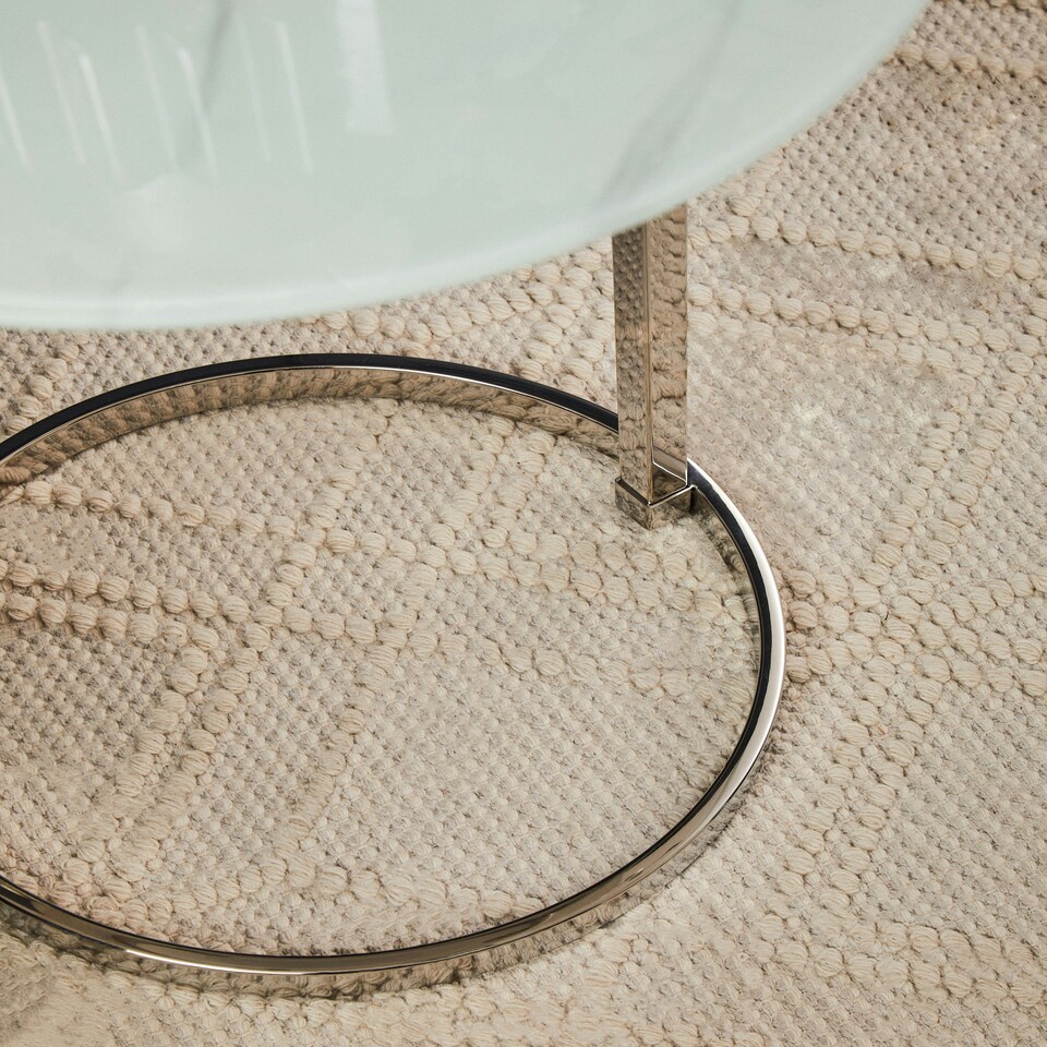 image 1 of Interiors by Premier End Table With White Marble Effect Top Silver