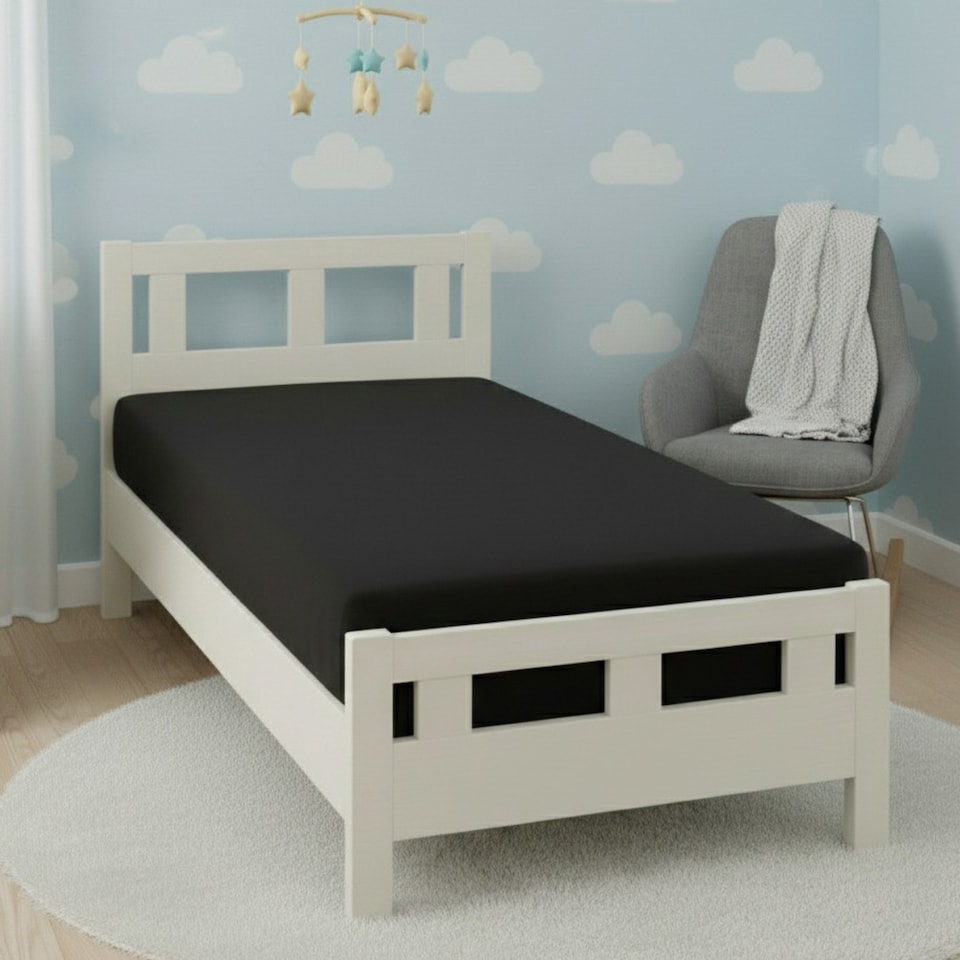 image 1 of Flannelette Cot Bed Fitted Sheet Soft Brushed Cotton Bedding Comfort | Black | Cot Bed