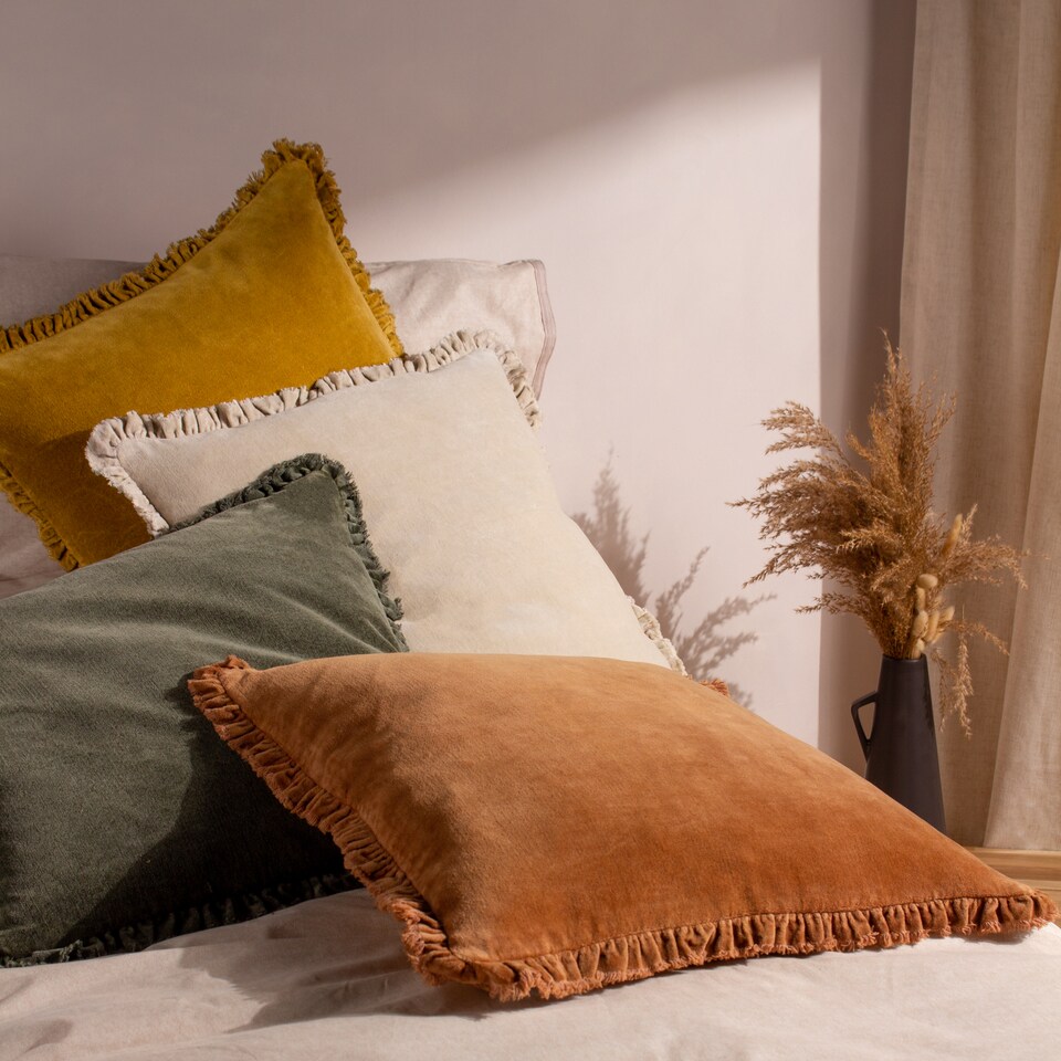 image 1 of Yard Bertie Cotton Velvet Cushion | Yellow | Saffron | 45 x 45cm | 1