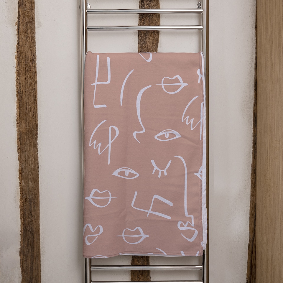 image 1 of line drawing abstract faces Designer Bath Towel | Multi