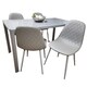 image 1 of Glass Dining table and 4 grey leather chairs  Grey Glass Table And 4 Chairs kitchen dining room furniture Grey