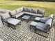 image 1 of Fimous 12 Seater Outdoor Lounge Corner Sofa Set Aluminum Garden Furniture Sets with Square Coffee Table 3 Chairs 3 Footstools Dark Grey