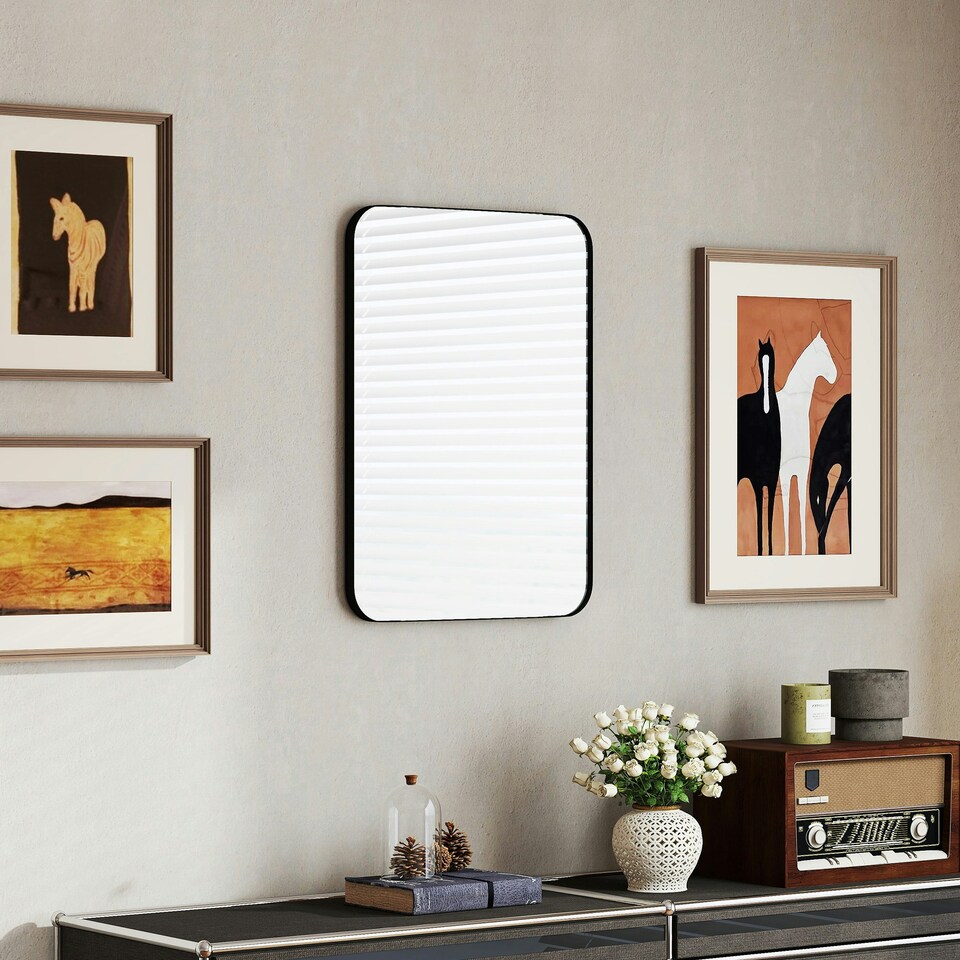 image 1 of HOMCOM 70cm Rectangle Mirror, Wall Mirror for Bathroom, Black