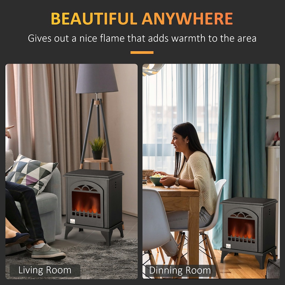 image 1 of HOMCOM Free Standing Bio Ethanol Fireplace Heater with 0.9L Tank, Black