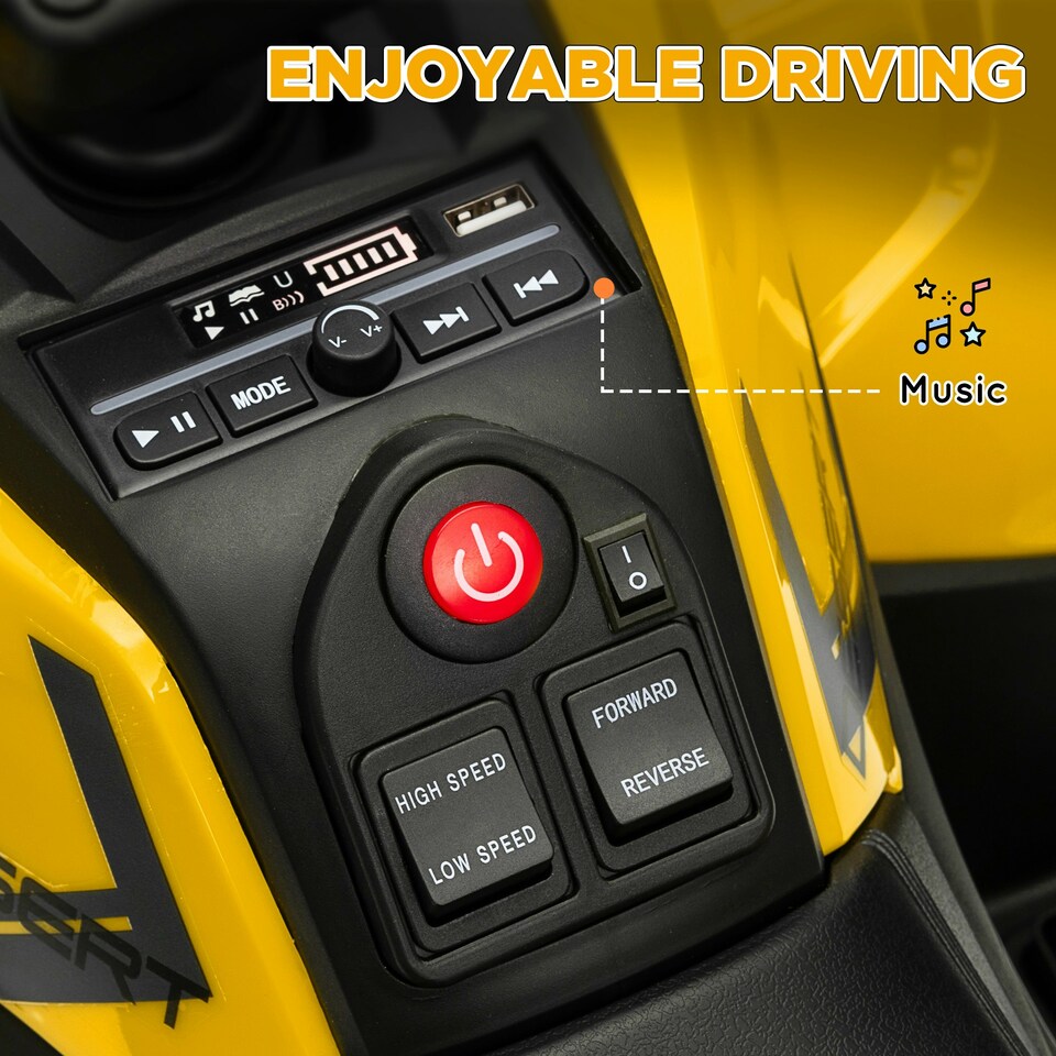image 1 of AIYAPLAY 12V Kids Quad Bike w/ 4 Suspension Wheels, for 3-5 Years, Yellow