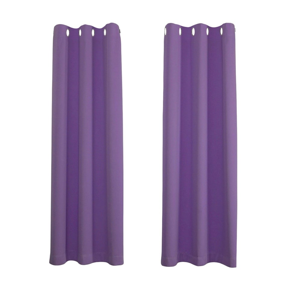 image 1 of Purple Blackout Curtains - Eyelet Thermal Curtain - 46 x 54 Inch Drop - 2 Panel Purple
