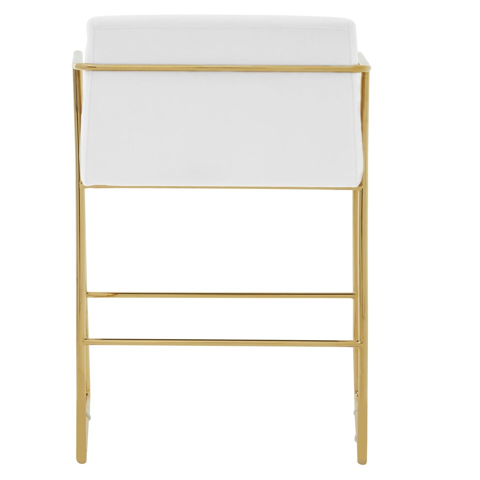 image 1 of Interiors by Premier White Bar Chair Stool with Back, Gold Frame Sleek Breakfast Bar Stool for Home Bar, Bar Chair with Footrest