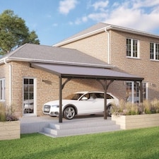 Felt Shingle Roof Car Port 3 Post - Wood - L350 x W650 cm - Rustic Brown Brown