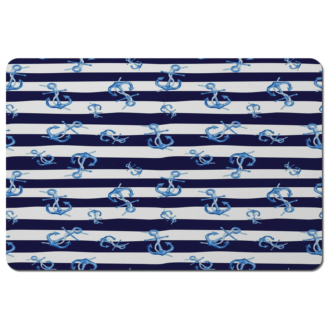 Blue Anchors on Navy Striped Background (Placemat)