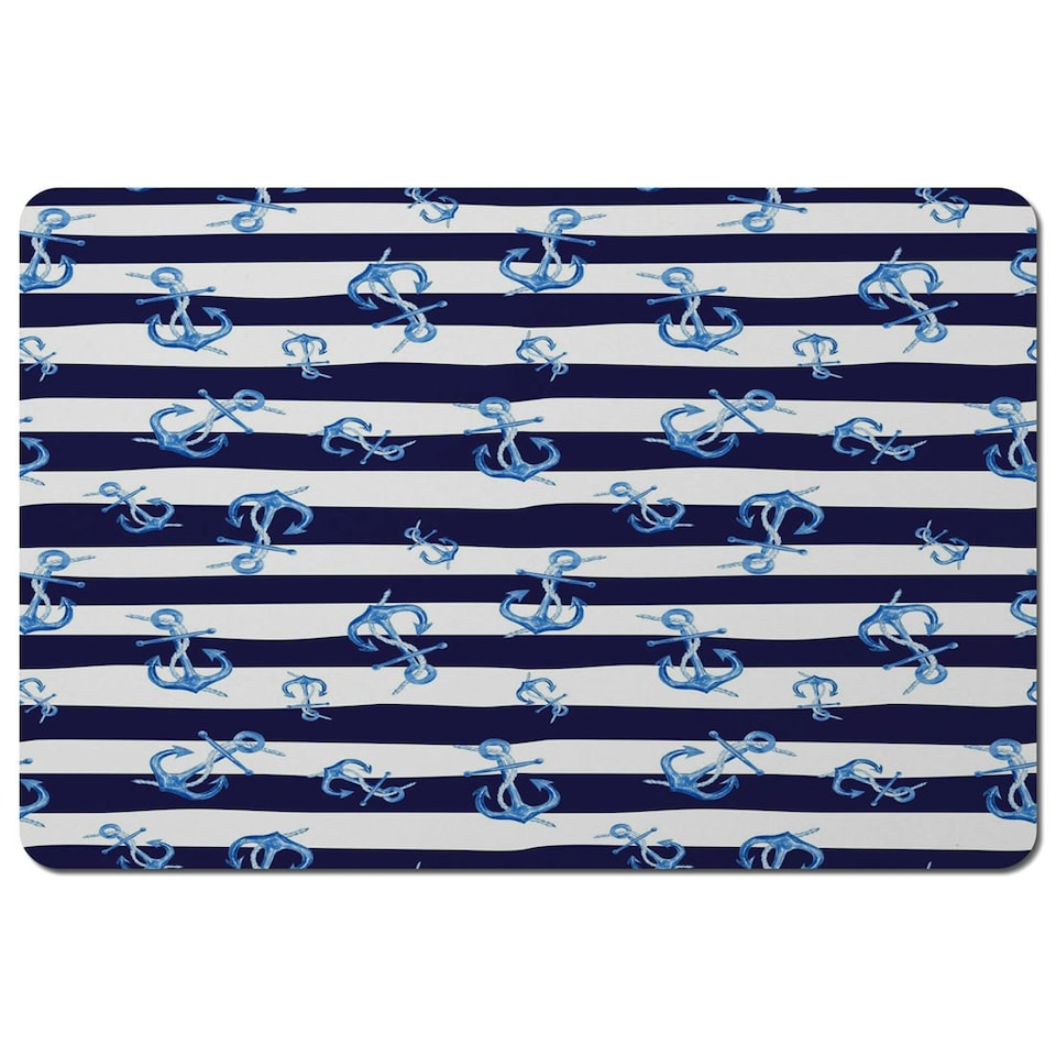 Blue Anchors on Navy Striped Background (Placemat)