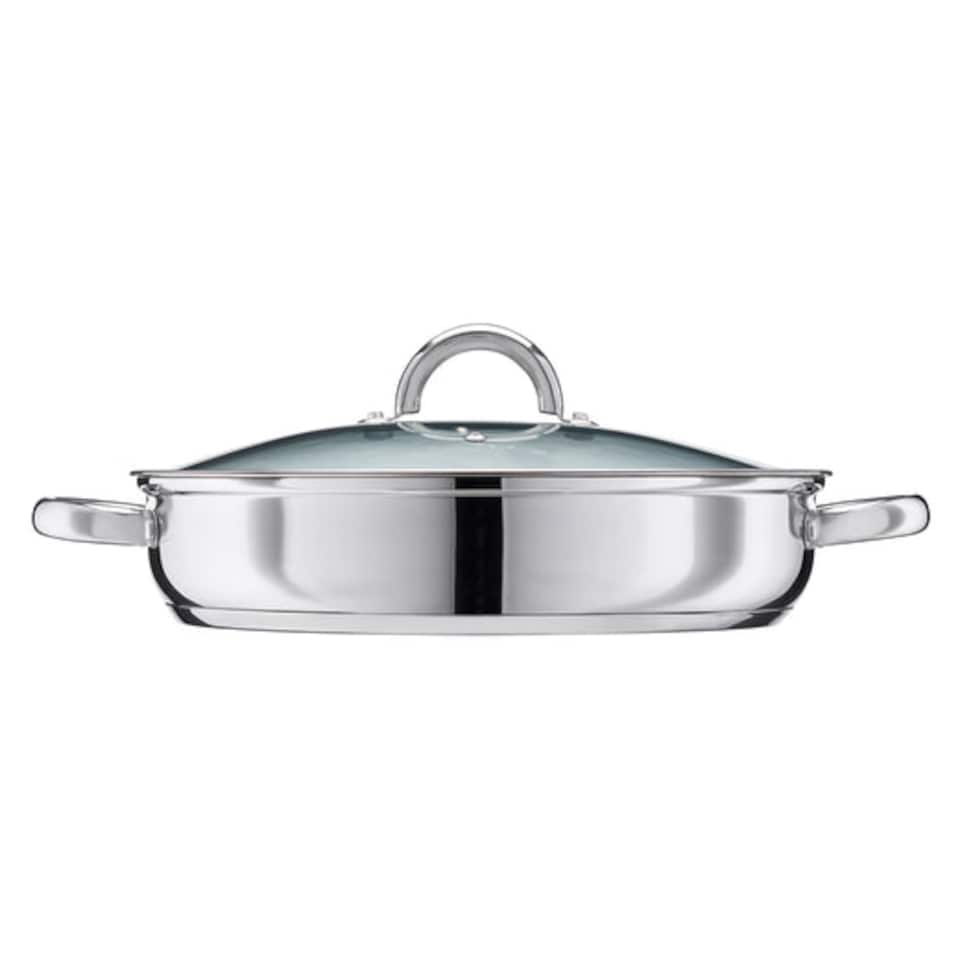 image 1 of Cooks Professional Stainless Steel Non-Stick Saute Pan 30cm with Lid for All Hobs