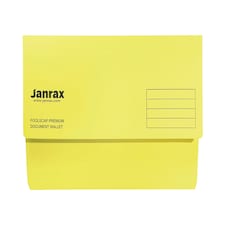 Pack of 10 Yellow Card Premium Foolscap Document Wallets