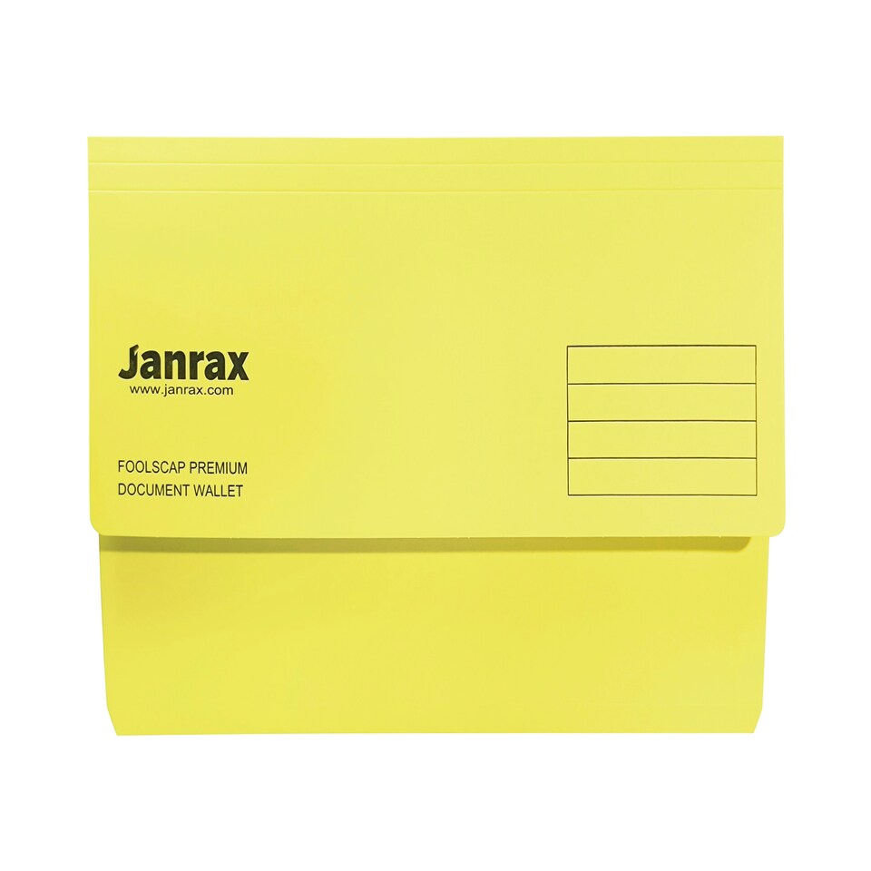 image 1 of Pack of 10 Yellow Card Premium Foolscap Document Wallets