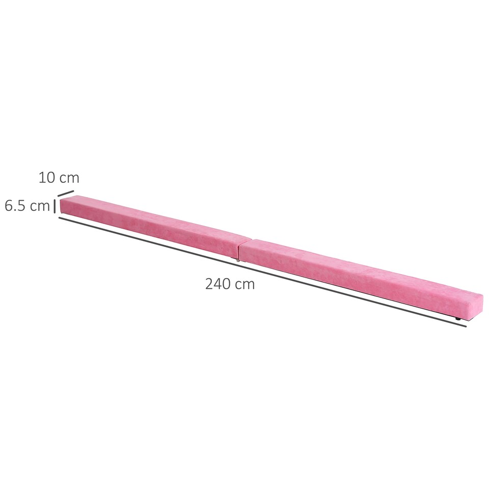 image 1 of HOMCOM 2.4M 8FT Gymnastics Folding Balance Beam Home Gym Training Exercise Sports - Pink