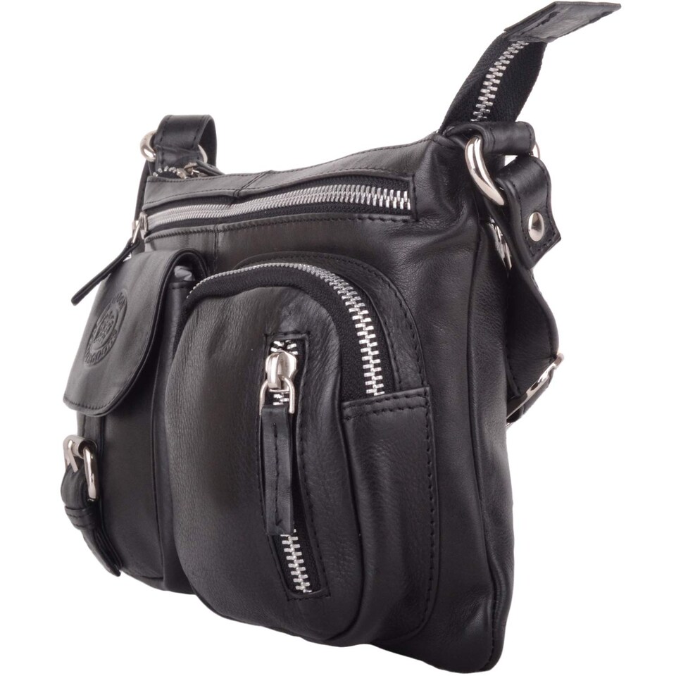 image 1 of London Leathergoods Womens Smooth Genuine Leather Cross Body / Shoulder Bag | Black | Black