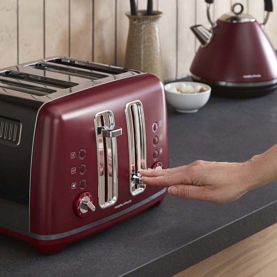 image 1 of Morphy Richards Limited Edition Accents Rhubarb Kettle & Toaster Set