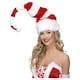 image 1 of Striped Red & White Santa Claus Christmas Fancy Dress Costume Hat | Red | One Size