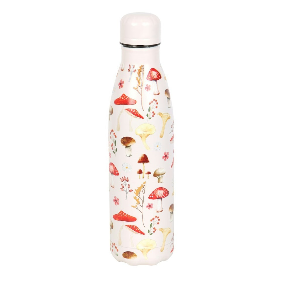 image 1 of Something Different Mushroom Metal All-Over Print Water Bottle - Cream - One Size