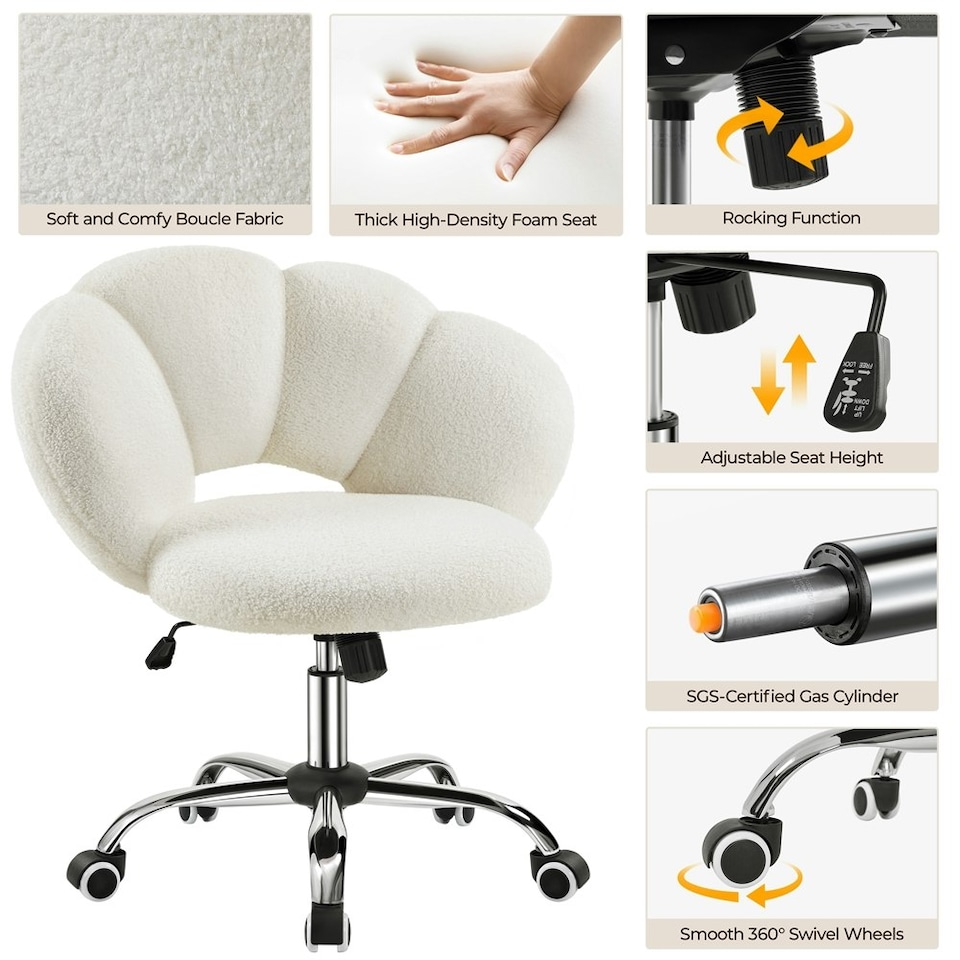 image 1 of Yaheetech Leisure Upholstered Desk Chair with Cloud-Shaped Backrest