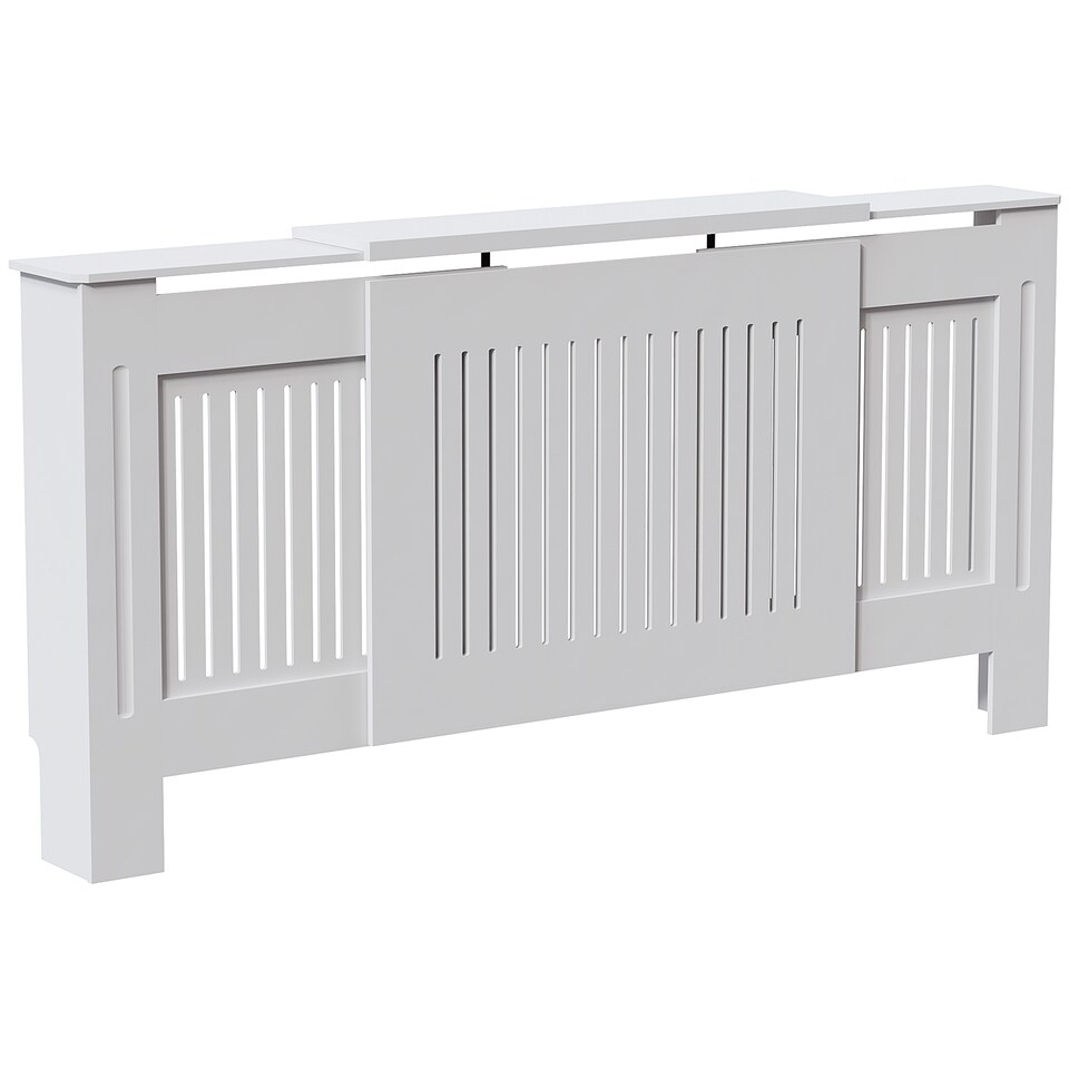 image 1 of Vida Designs Chelsea Radiator Cover Painted MDF Slatted Cabinet, White, 140-204cm