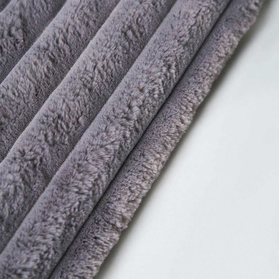 image 1 of BHS Jumbo Cord Throw with Plain Velvet Backing, Grey Grey | Grey