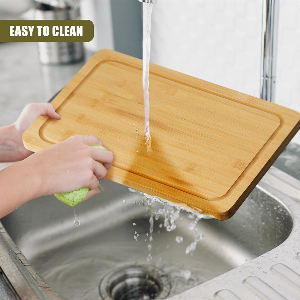 image 1 of GEEZY Bamboo Chopping Board Wooden Cutting Block Brown 37x25cm
