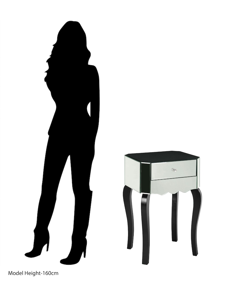 image 1 of Interiors by Premier Black and White Mirrored 1 Drawer Side Table, Mirrored Side Table, Black and White Side Table with Storage | Silver