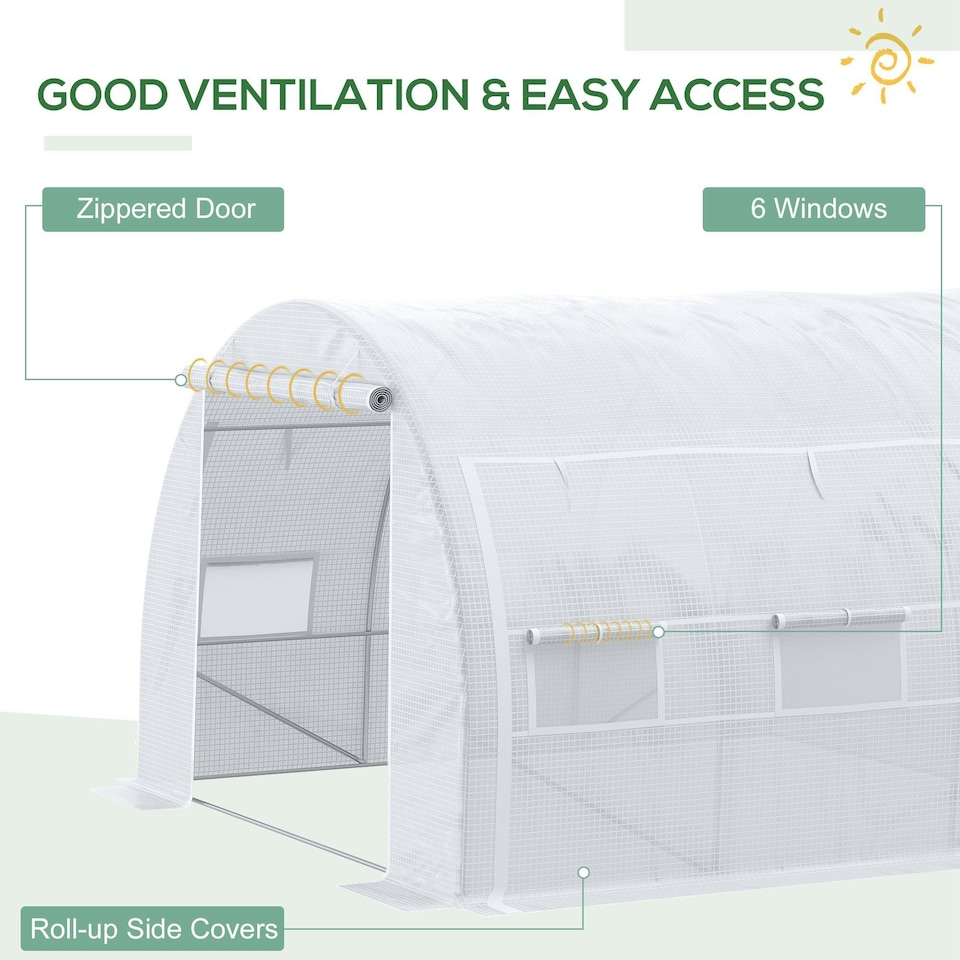 image 1 of Outsunny 3 x 3 x 2 m Polytunnel Greenhouse Pollytunnel Tent w/ Steel Frame White