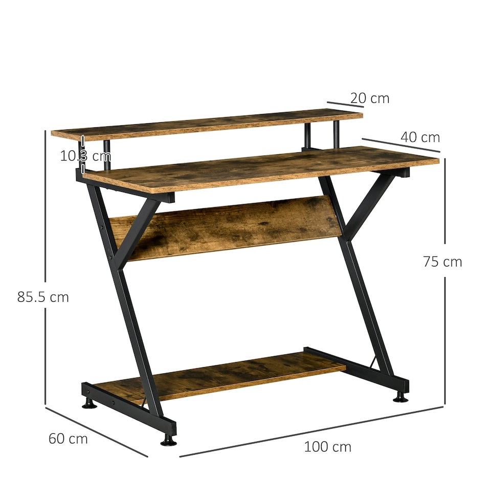image 1 of HOMCOM Home Office Computer Desk w/ Storage, Gaming Writing Table, 100cm, Brown