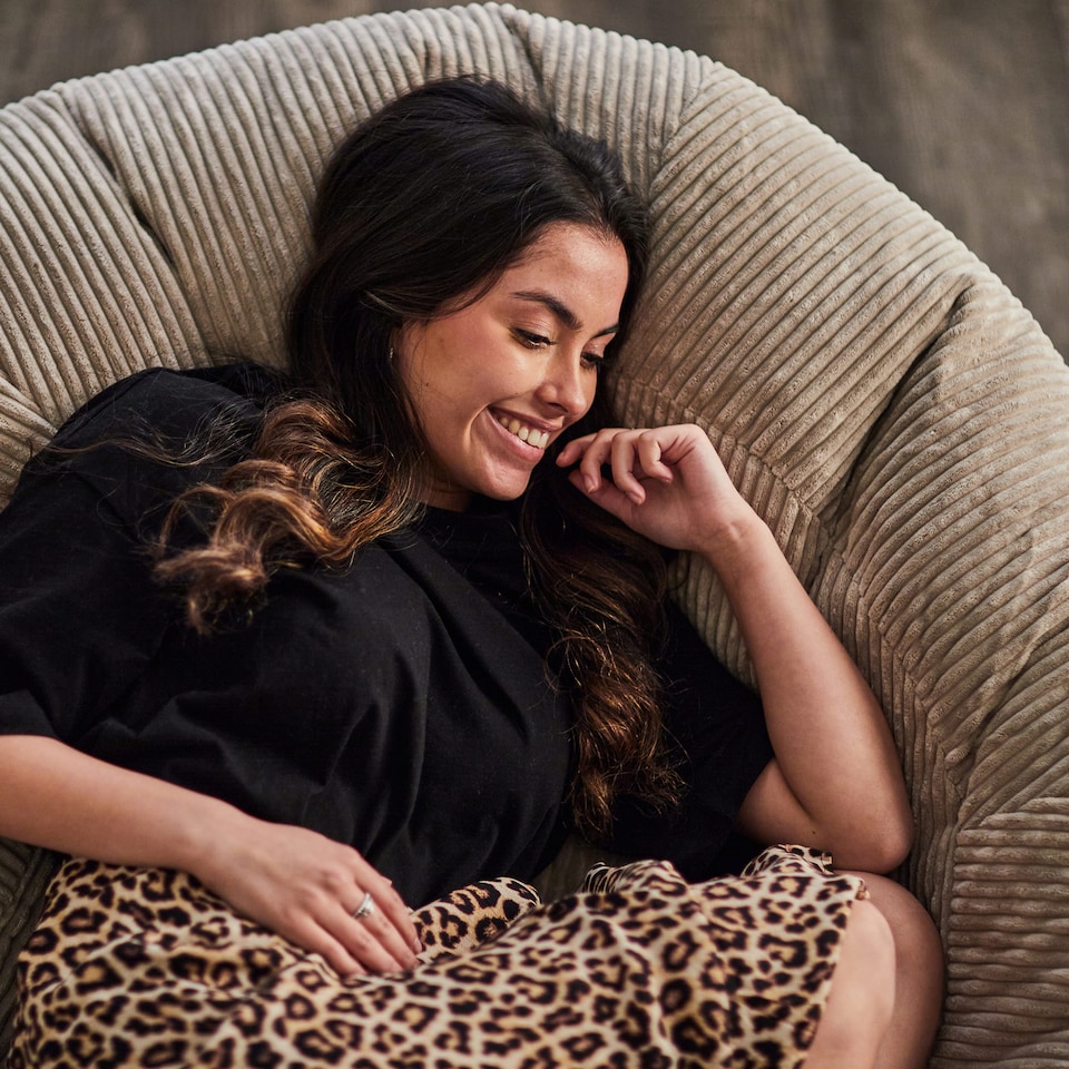 image 1 of Soul Giant Corduroy Bean Bag Natural 2-Seater Bean Bag Chair | Cream | Natural | XL | 1