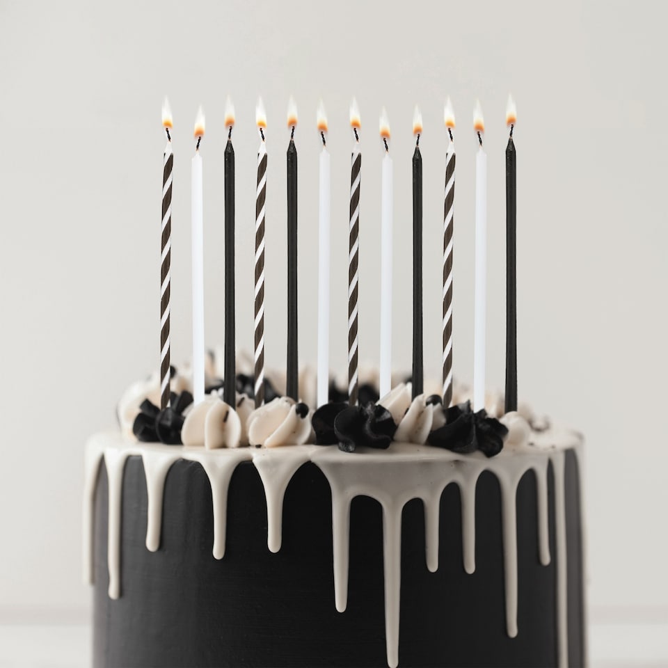 image 1 of Hootyballoo Monochrome Tall Skinny Candles - Pack of 12