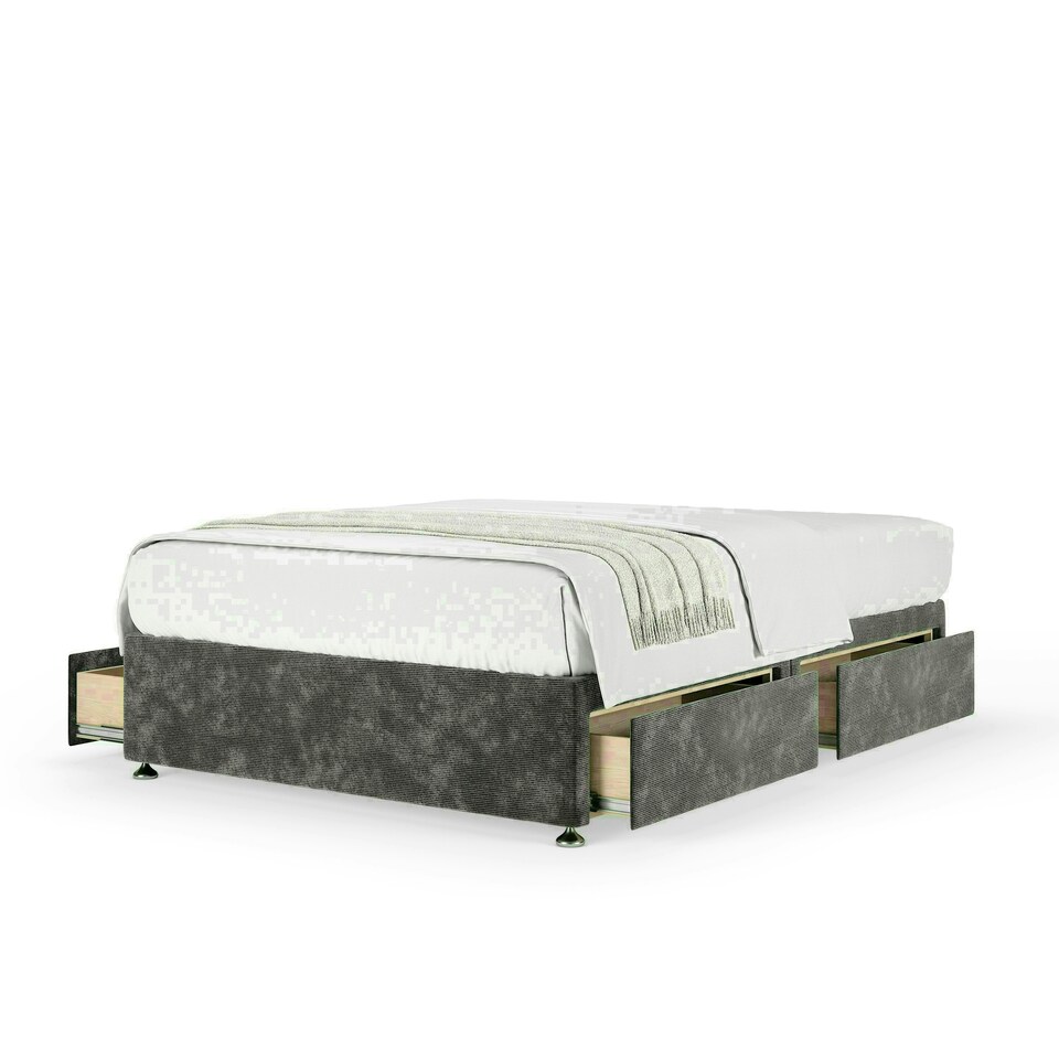 Charcoal Chenille 4 Drawer Divan Base Small Double